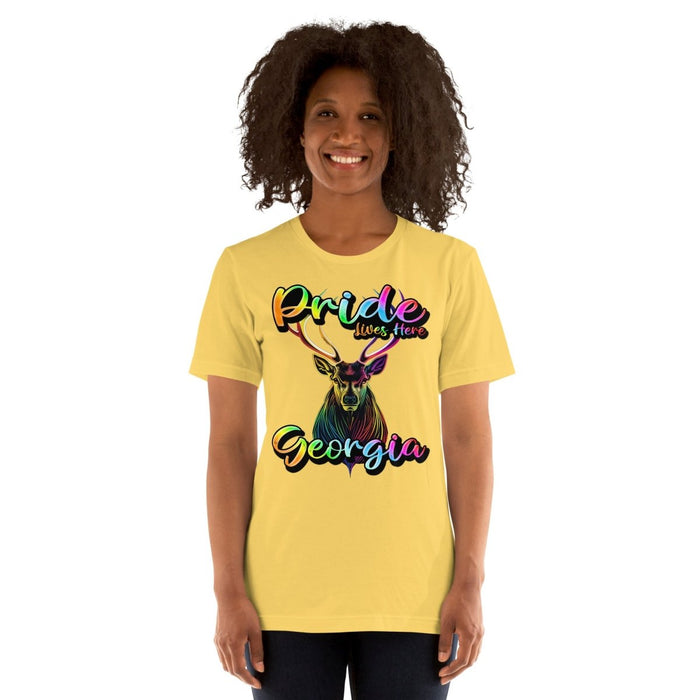 Pride Lives Here - Georgia - Deer Design Unisex t-shirt - The Dude Abides - T-Shirt - absurd humor - Gay Pride Month - individuality