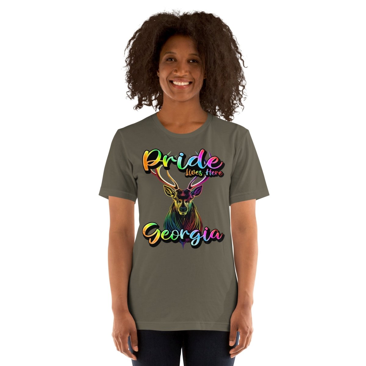 Pride Lives Here - Georgia - Deer Design Unisex t-shirt - The Dude Abides - T-Shirt - absurd humor - Gay Pride Month - individuality