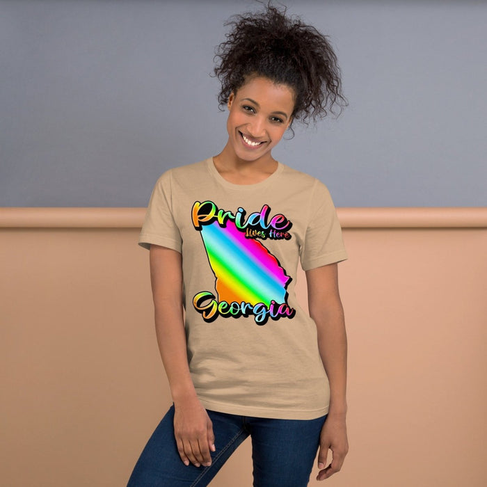 Pride Lives Here - Georgia - State Design Unisex t-shirt - The Dude Abides - T-Shirt - absurd humor - Gay Pride Month - individuality