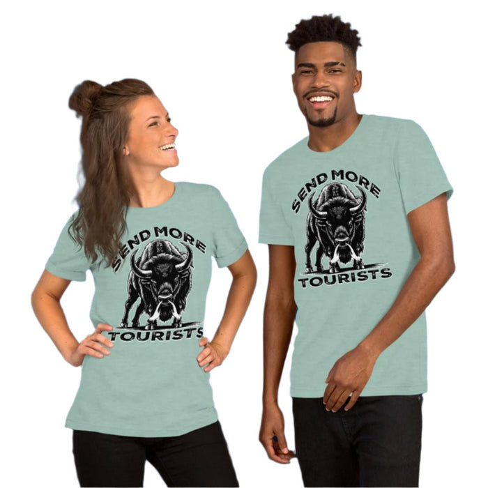 Send More Tourists Bison Unisex t-shirt - The Dude Abides® - T-shirt - angry bison - animal lovers - Beware of Bison