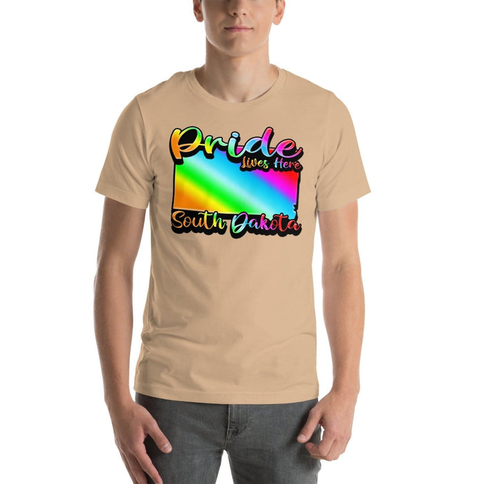 South Dakota State Shape - Pride Lives Here Design Unisex t-shirt - The Dude Abides - T-Shirt - Birthday Gift - boyfriend - Celebrating diversity and inclusivity through pride-themed products