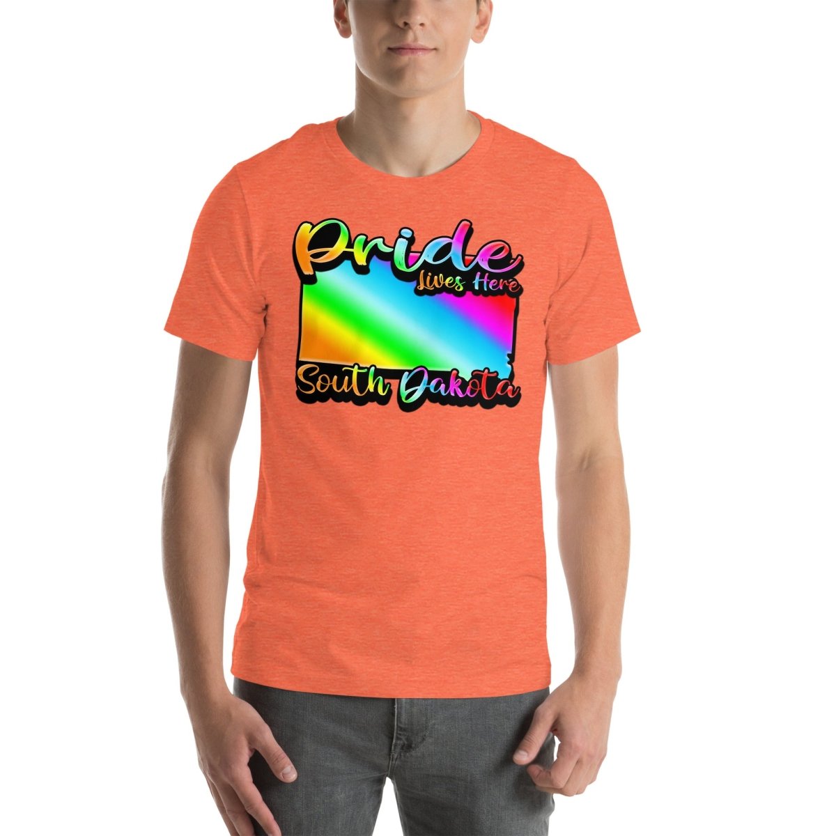 South Dakota State Shape - Pride Lives Here Design Unisex t-shirt - The Dude Abides - T-Shirt - Birthday Gift - boyfriend - Celebrating diversity and inclusivity through pride-themed products