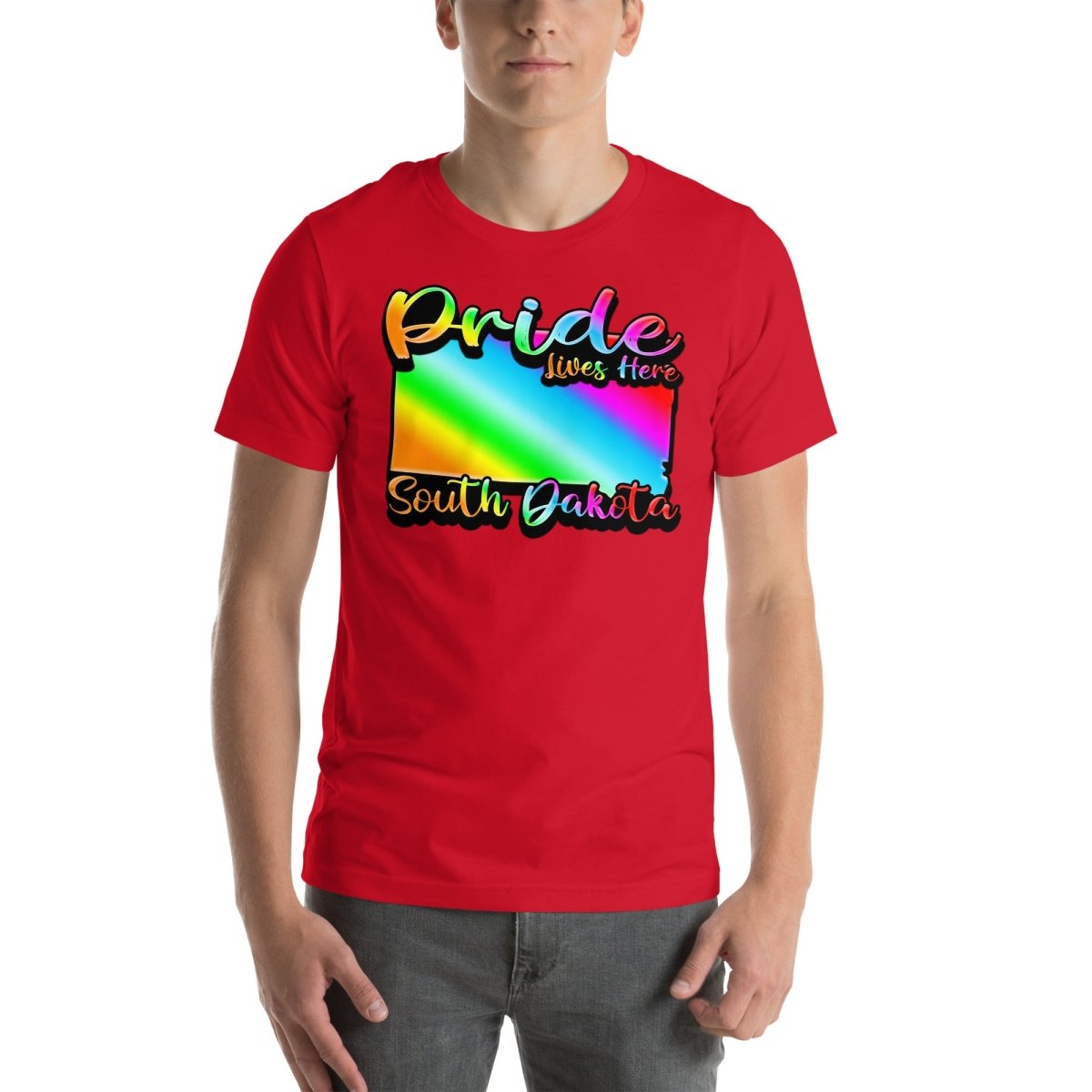 South Dakota State Shape - Pride Lives Here Design Unisex t-shirt - The Dude Abides - T-Shirt - Birthday Gift - boyfriend - Celebrating diversity and inclusivity through pride-themed products