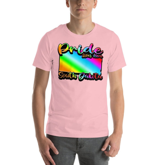 South Dakota State Shape - Pride Lives Here Design Unisex t-shirt - The Dude Abides - T-Shirt - Birthday Gift - boyfriend - Celebrating diversity and inclusivity through pride-themed products