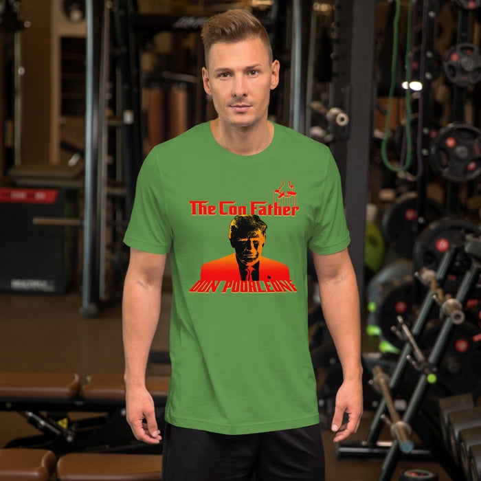 The Con Father - Don Poorleone Unisex t-shirt - The Dude Abides - T-shirt - "Buy The Con Father shirt online" - "Discover hilarious Trump parody shirts" - "Explore mobster-themed Trump shirts"