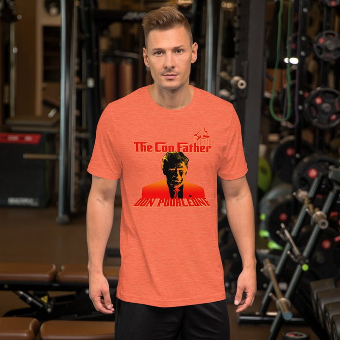 The Con Father - Don Poorleone Unisex t-shirt - The Dude Abides - T-shirt - "Buy The Con Father shirt online" - "Discover hilarious Trump parody shirts" - "Explore mobster-themed Trump shirts"