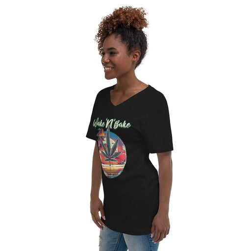 Wake N Bake Unisex Short Sleeve V-Neck T-Shirt - The Dude Abides - T-Shirt - 420 - 420 lifestyle - 420 pride