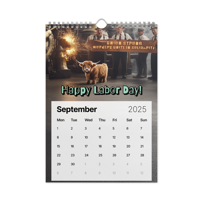 Absurd Mini Cow Mayhem Calendar: A Big Lebowski - Style Phenomenon Wall Calendar (2025) - The Dude Abides® - Print Material - 2025 gifts - Absurd Miniature Highland Cow Calendar - bizarre predicaments