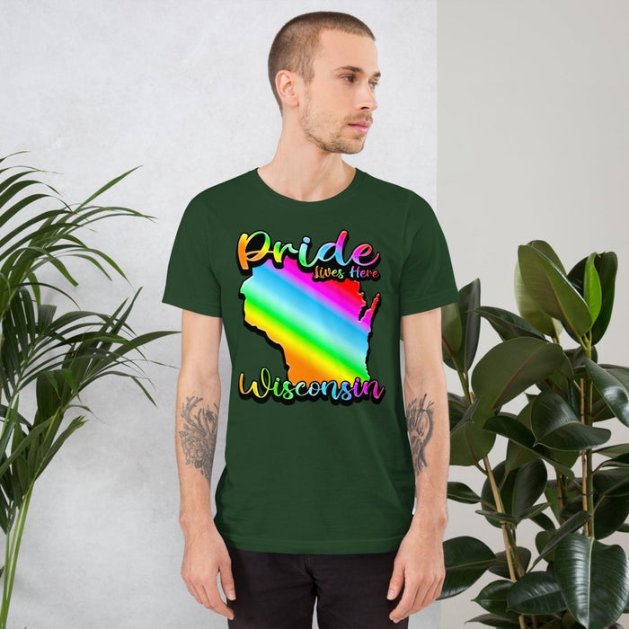 Wisconsin State Shape - Pride Lives Here Design Unisex t-shirt - The Dude Abides - T-Shirt - abide - animals - Birthday Gift