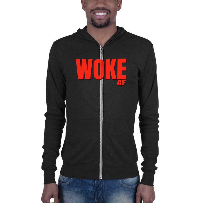 Woke AF Unisex Zip Hoodie from The Dude Abides Shop - The Dude Abides® - Hoody - awareness mindset - bold fashion statement - comfortable hoodie