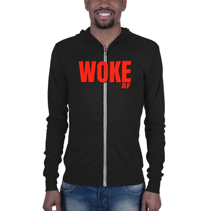 WOKE As F#ck design Unisex Zip Hoodie from The Dude Abides Shop - The Dude Abides® - Hoody - awareness mindset - bold fashion statement - comfortable hoodie