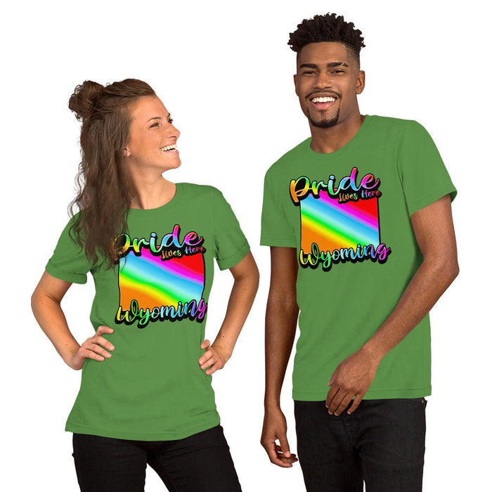 Wyoming State Shape - Pride Lives Here Design Unisex t-shirt - The Dude Abides - T-Shirt - abide - animals - Birthday Gift