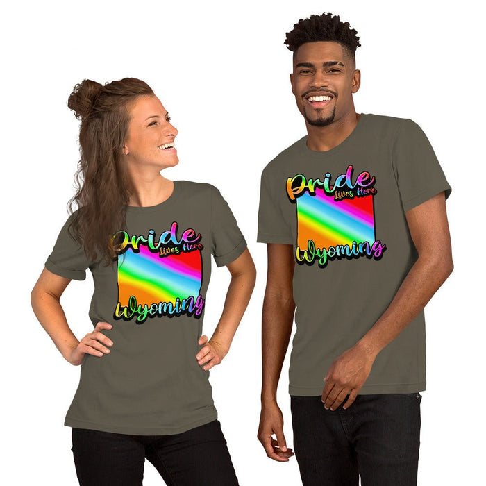 Wyoming State Shape - Pride Lives Here Design Unisex t-shirt - The Dude Abides - T-Shirt - abide - animals - Birthday Gift