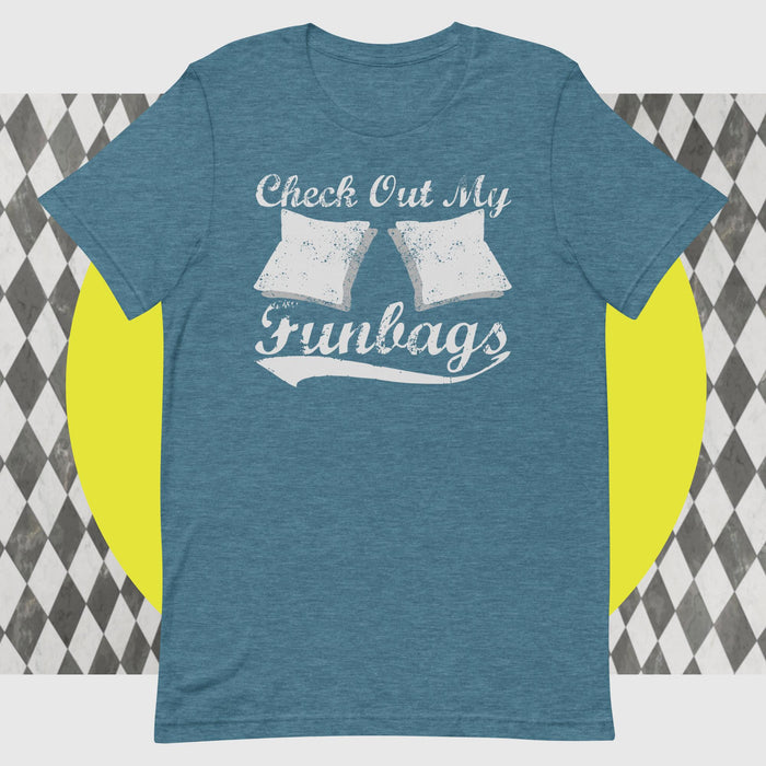 Check Out My Funbags - The Dude Abides - T-shirt - Backyard Toss - Bag Toss - Baggo