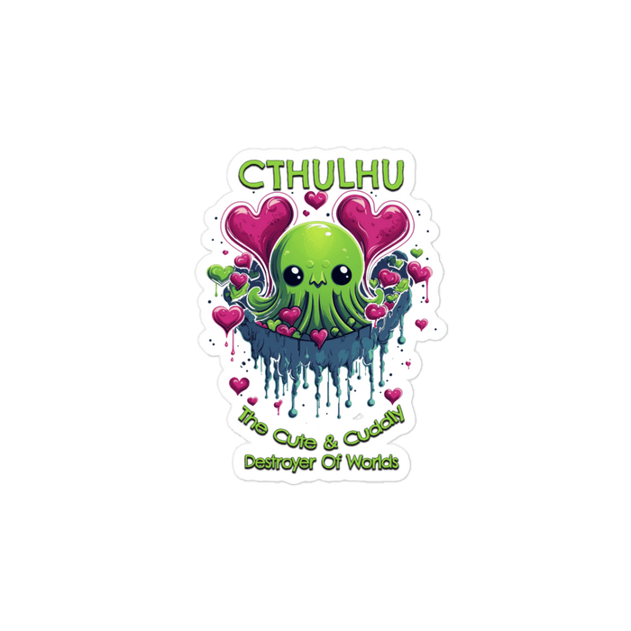 Cthulhu The Cute And Cuddly Destroyer Of Worlds stickers - The Dude Abides - Sticker - Call of Cthulhu - Destroyer of worlds