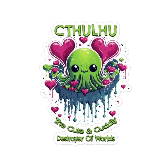 Cthulhu The Cute And Cuddly Destroyer Of Worlds stickers - The Dude Abides - Sticker - Call of Cthulhu - Destroyer of worlds