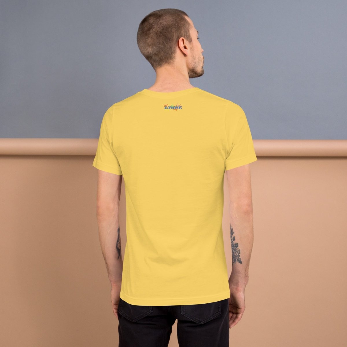 Dad Noises- Dadisms - Don't Make Me Pull This Car Over Yellow Unisex t-shirt back view - The Dude Abides - Birthday