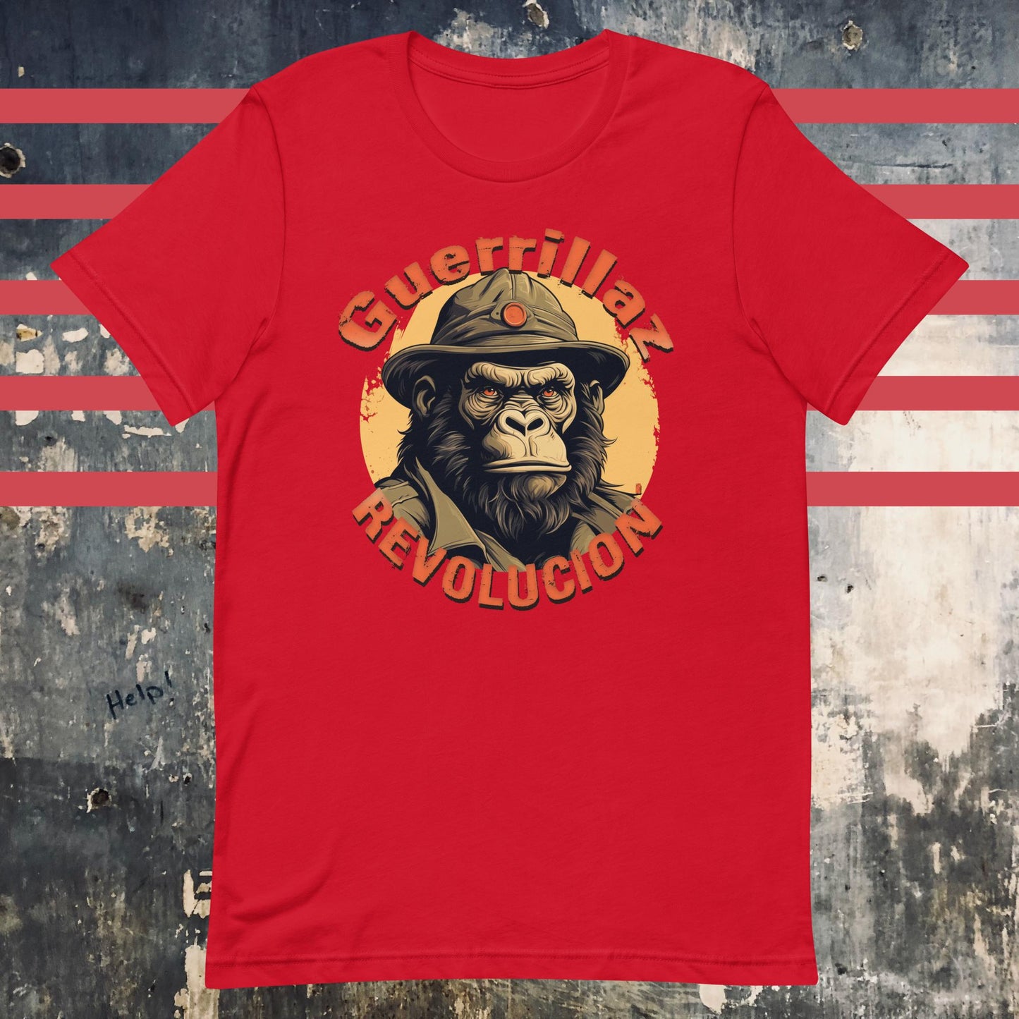 Guerrillaz Revolucion #6: Embrace the Revolution for Change Unisex t-shirt - The Dude Abides - abide - activism - Red