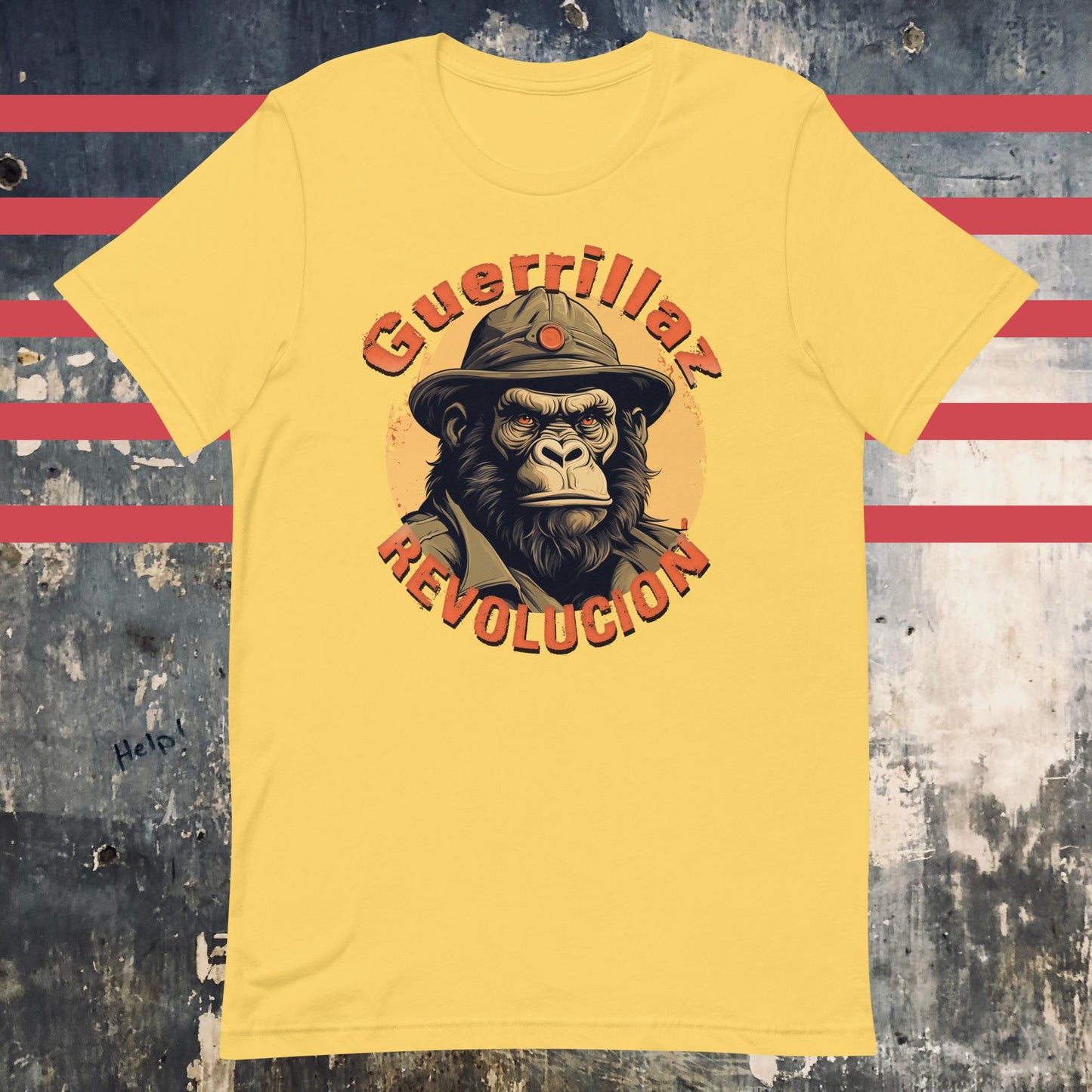 Guerrillaz Revolucion #6: Embrace the Revolution for Change Unisex t-shirt - The Dude Abides - abide - activism - Yellow