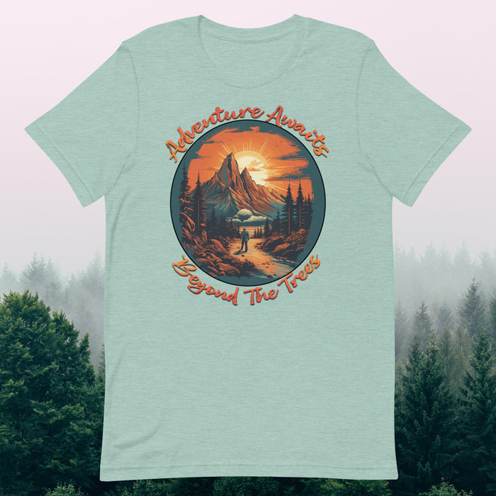 Hiking - Adventure Awaits Beyond The Trees - The Dude Abides - T-shirt - Backpacking essentials - camping