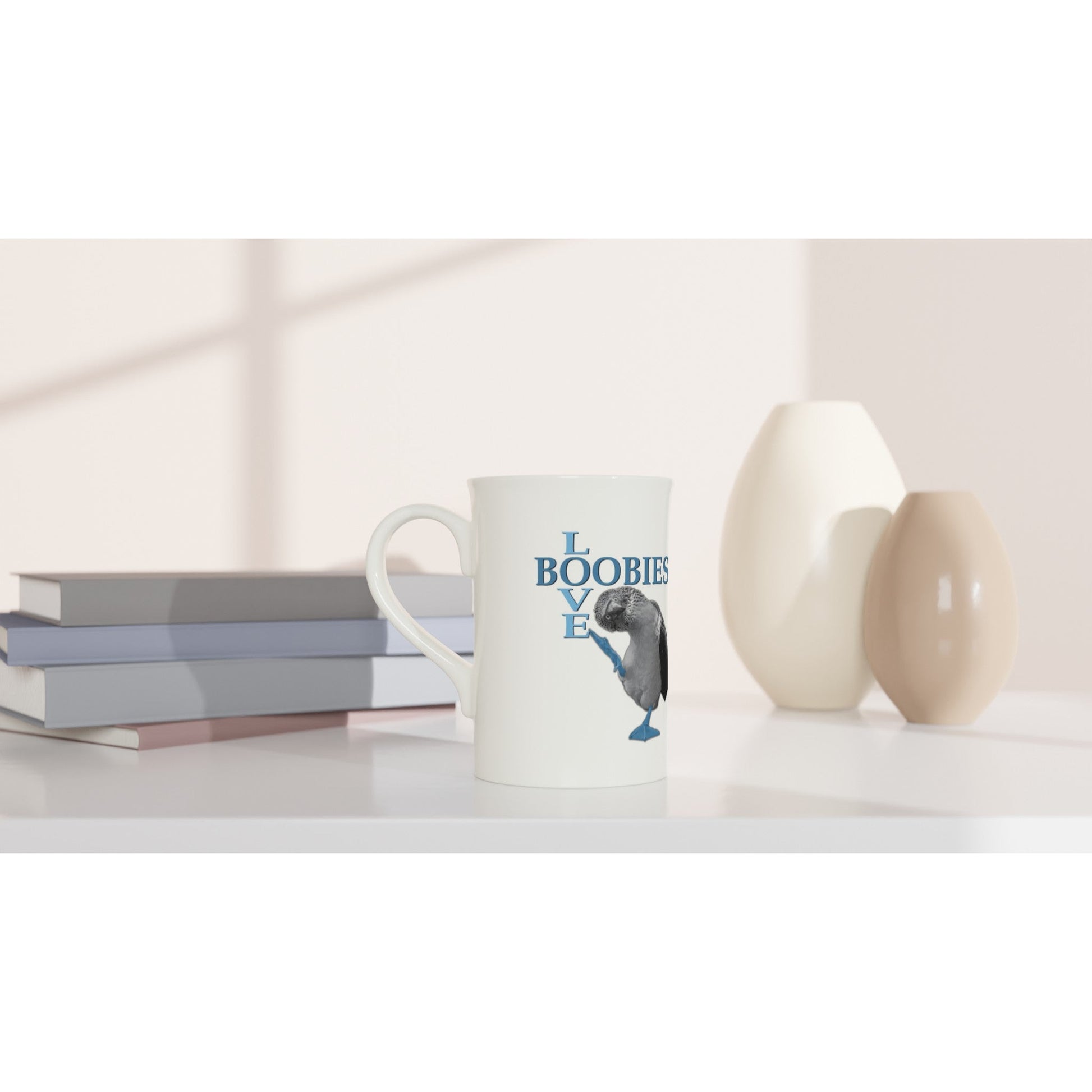 Love Boobies White 10oz Porcelain Slim Mug - The Dude Abides - Coffee Mug - adorable - animal - animals