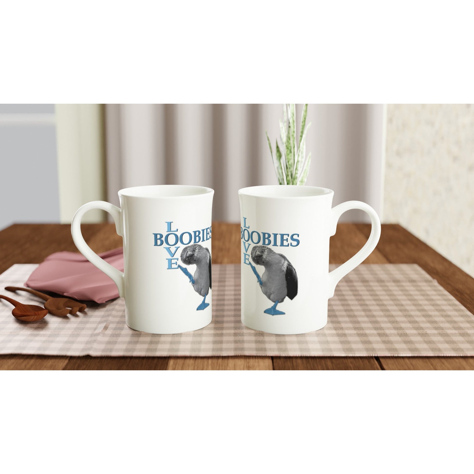 Love Boobies White 10oz Porcelain Slim Mug - The Dude Abides - Coffee Mug - adorable - animal - animals