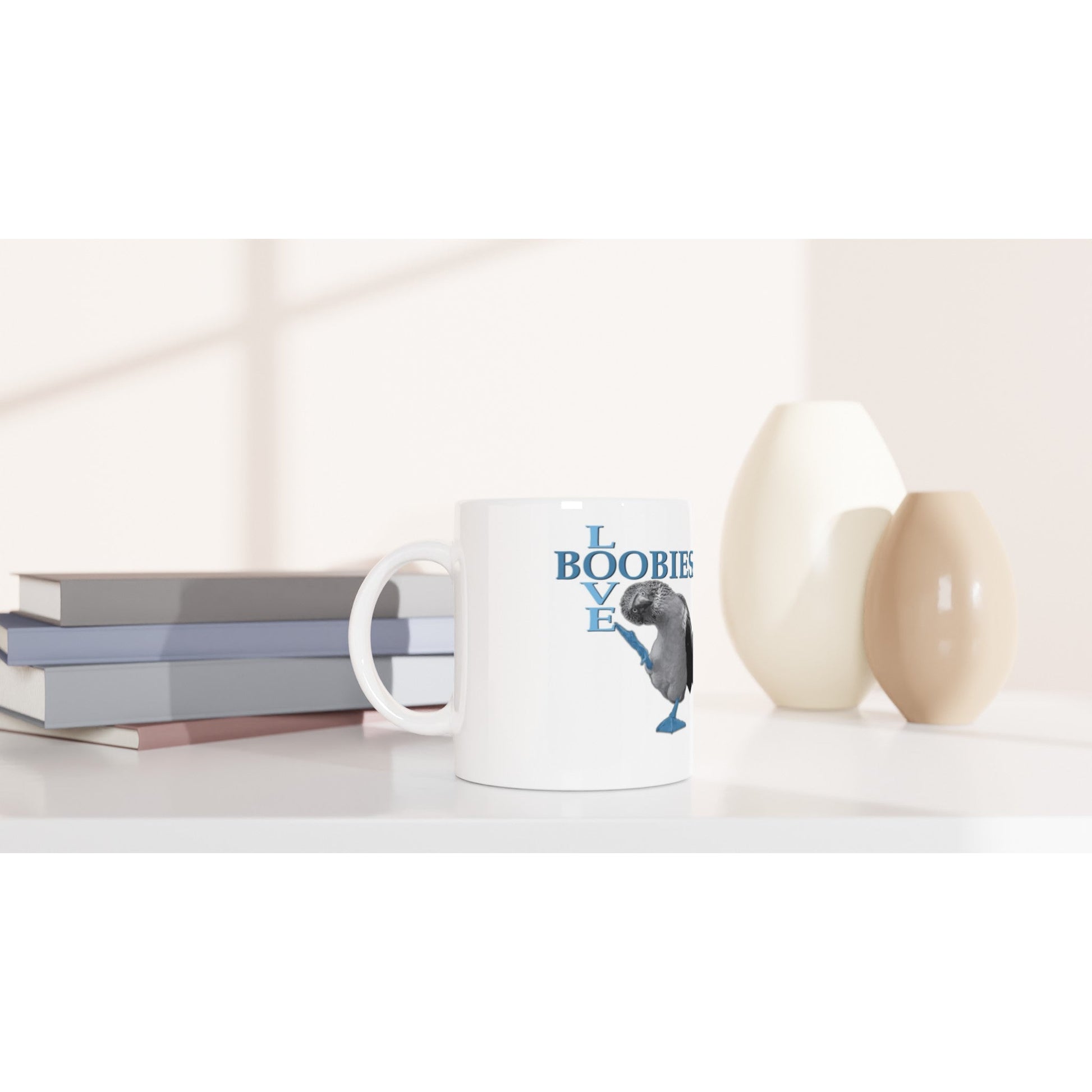 Love Boobies White 11oz Ceramic Mug - The Dude Abides - Coffee Mug - adorable - animal - animals