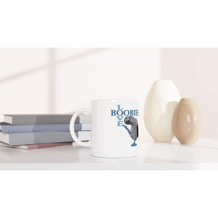 Love Boobies White 11oz Ceramic Mug - The Dude Abides - Coffee Mug - adorable - animal - animals