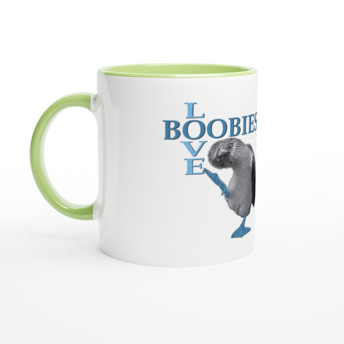 Love Boobies White 11oz Ceramic Mug with Color Inside - The Dude Abides - Coffee Mug - adorable - animal - animals
