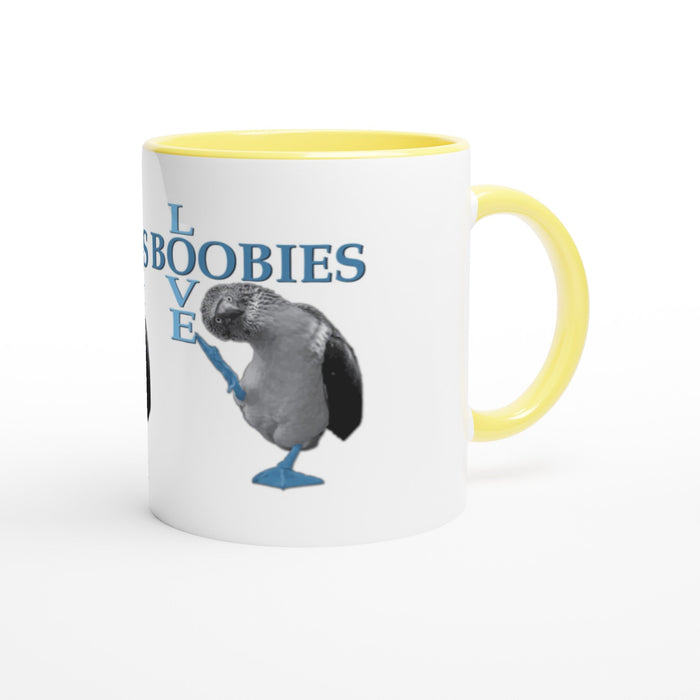 Love Boobies White 11oz Ceramic Mug with Color Inside - The Dude Abides - Coffee Mug - adorable - animal - animals