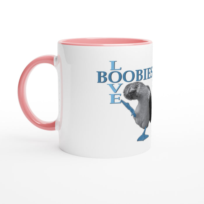 Love Boobies White 11oz Ceramic Mug with Color Inside - The Dude Abides - Coffee Mug - adorable - animal - animals