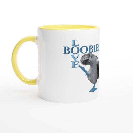 Love Boobies White 11oz Ceramic Mug with Color Inside - The Dude Abides - Coffee Mug - adorable - animal - animals