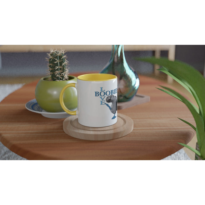 Love Boobies White 11oz Ceramic Mug with Color Inside - The Dude Abides - Coffee Mug - adorable - animal - animals
