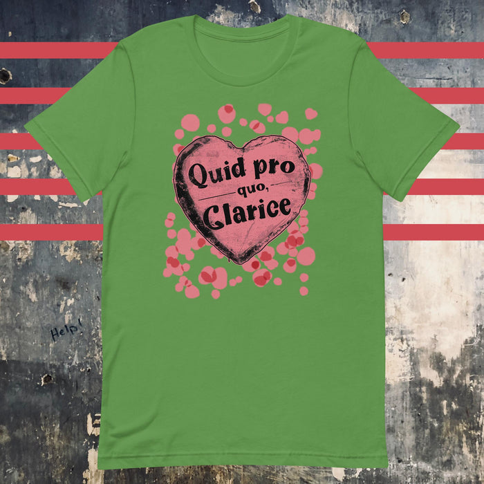 Quid Pro Quo Clarice Valentine's Day Horror Crossover Unisex t-shirt - The Dude Abides - T-shirt - Candy heart design - cute