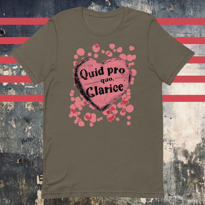 Quid Pro Quo Clarice Valentine's Day Horror Crossover Unisex t-shirt - The Dude Abides - T-shirt - Candy heart design - cute