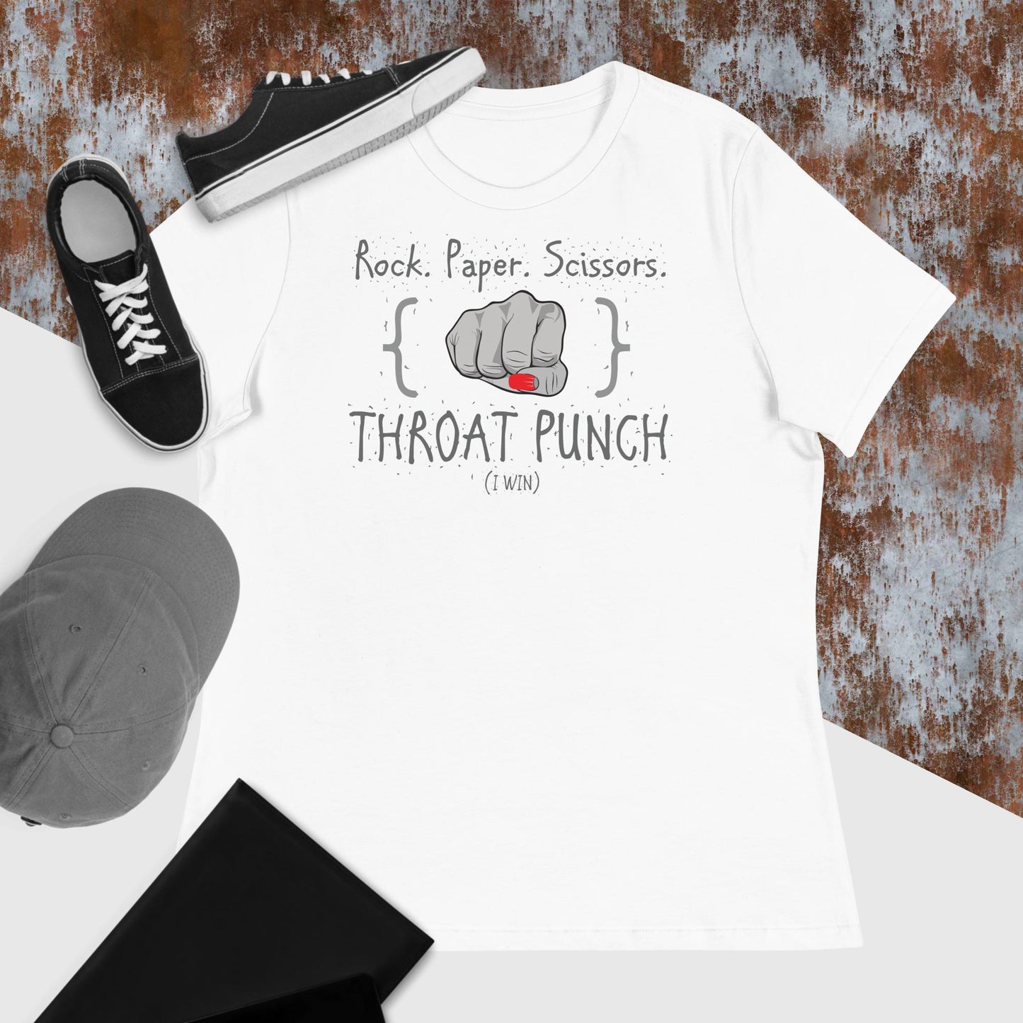 Rock. Paper. Scissors. Throat Punch I Win - The Dude Abides - T-shirt - clever - design - empowerment