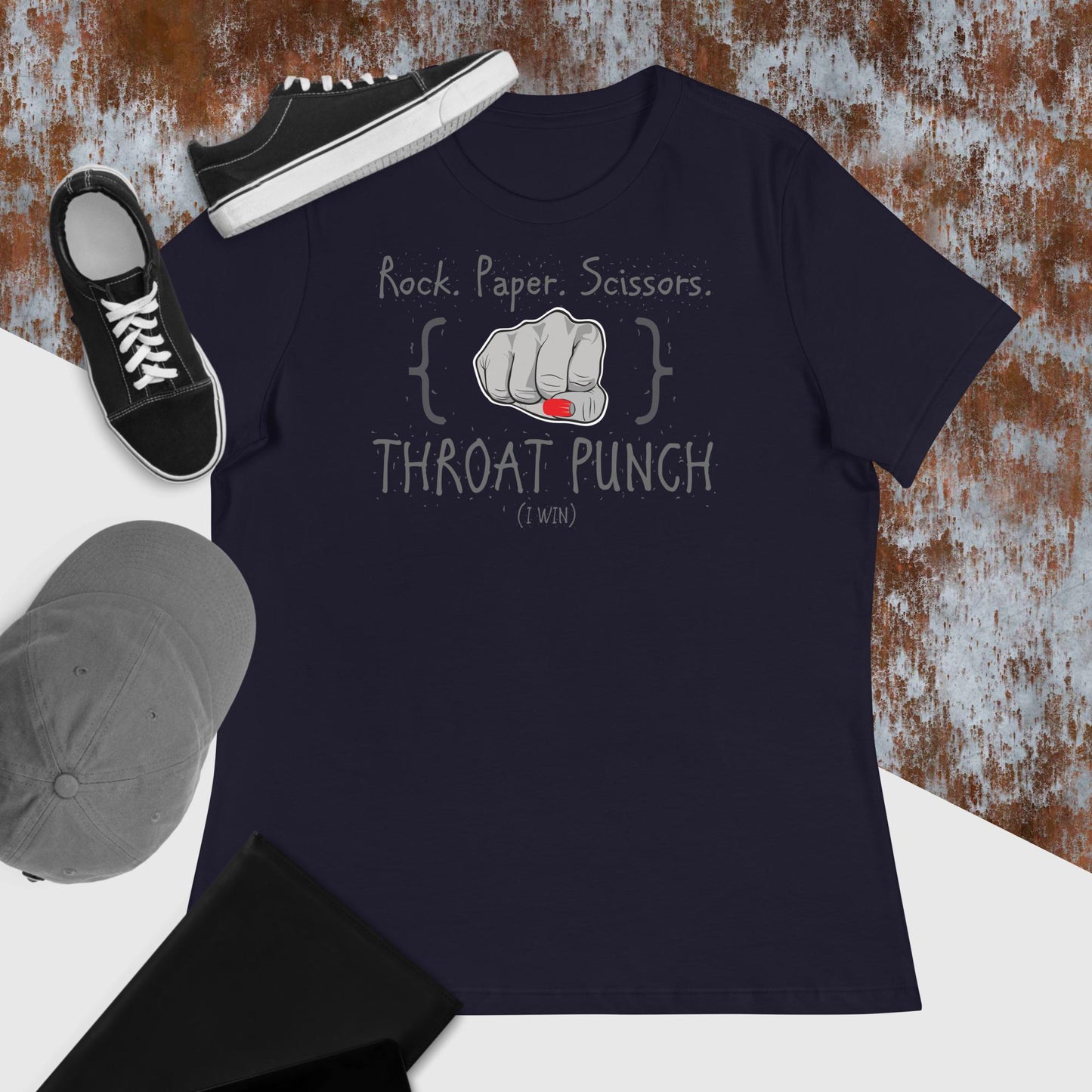 Rock. Paper. Scissors. Throat Punch I Win - The Dude Abides - T-shirt - clever - design - empowerment