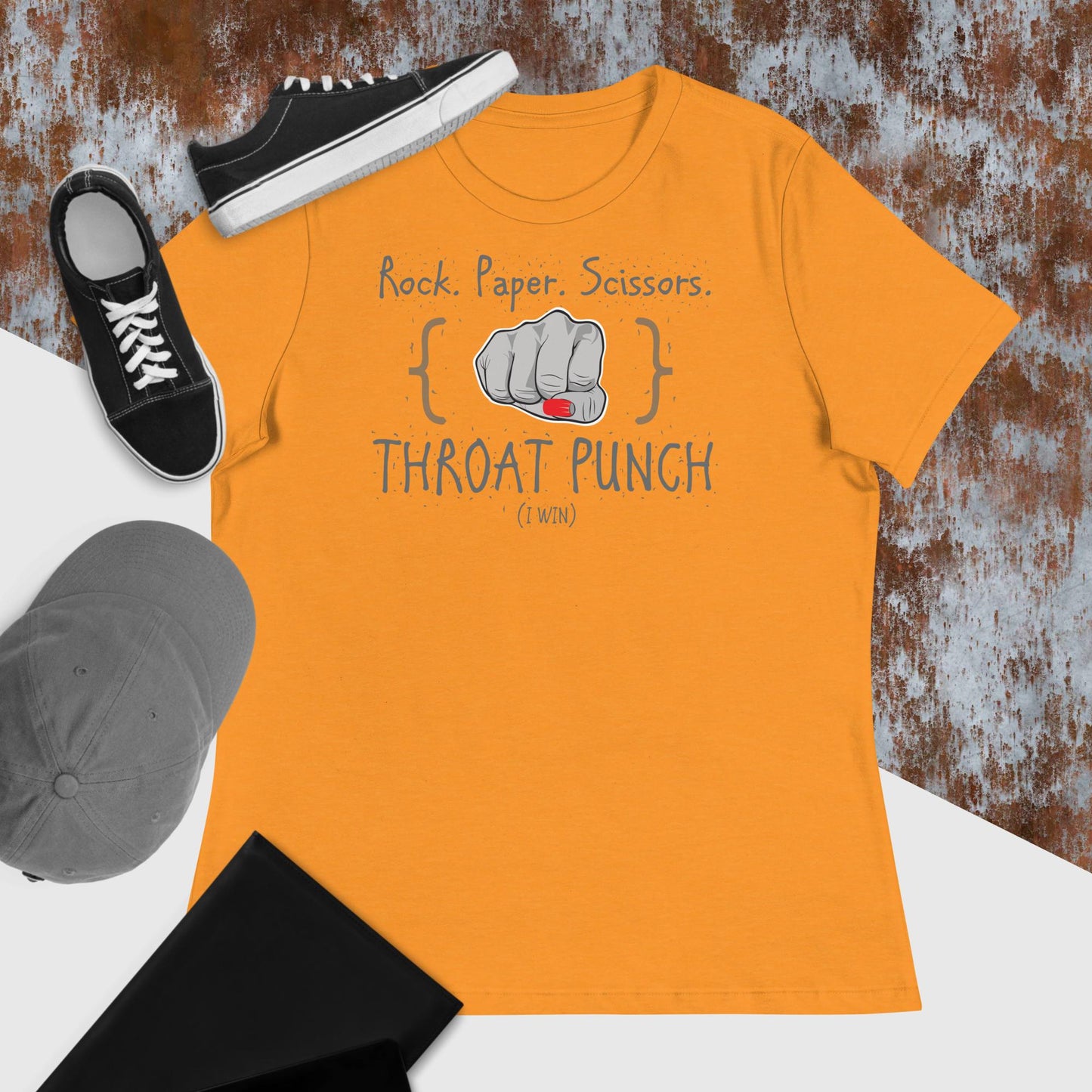 Rock. Paper. Scissors. Throat Punch I Win - The Dude Abides - T-shirt - clever - design - empowerment