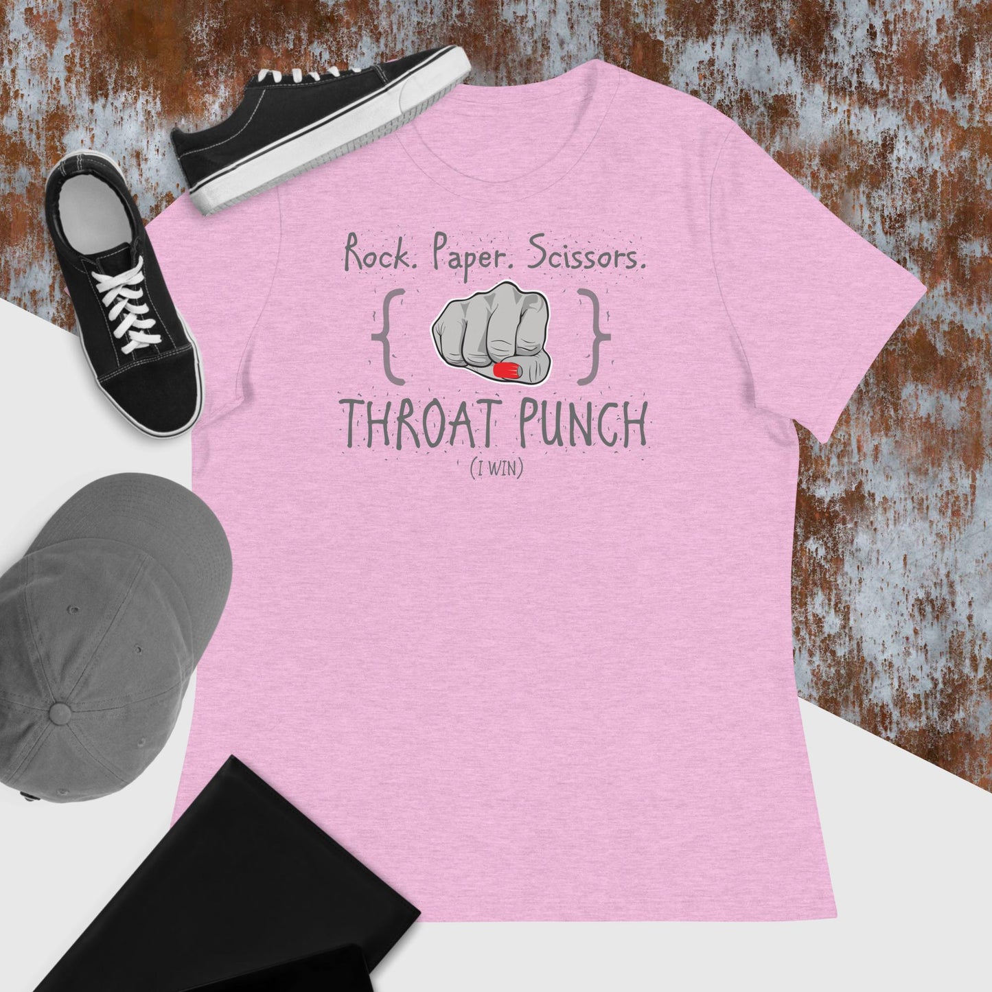 Rock. Paper. Scissors. Throat Punch I Win - The Dude Abides - T-shirt - clever - design - empowerment