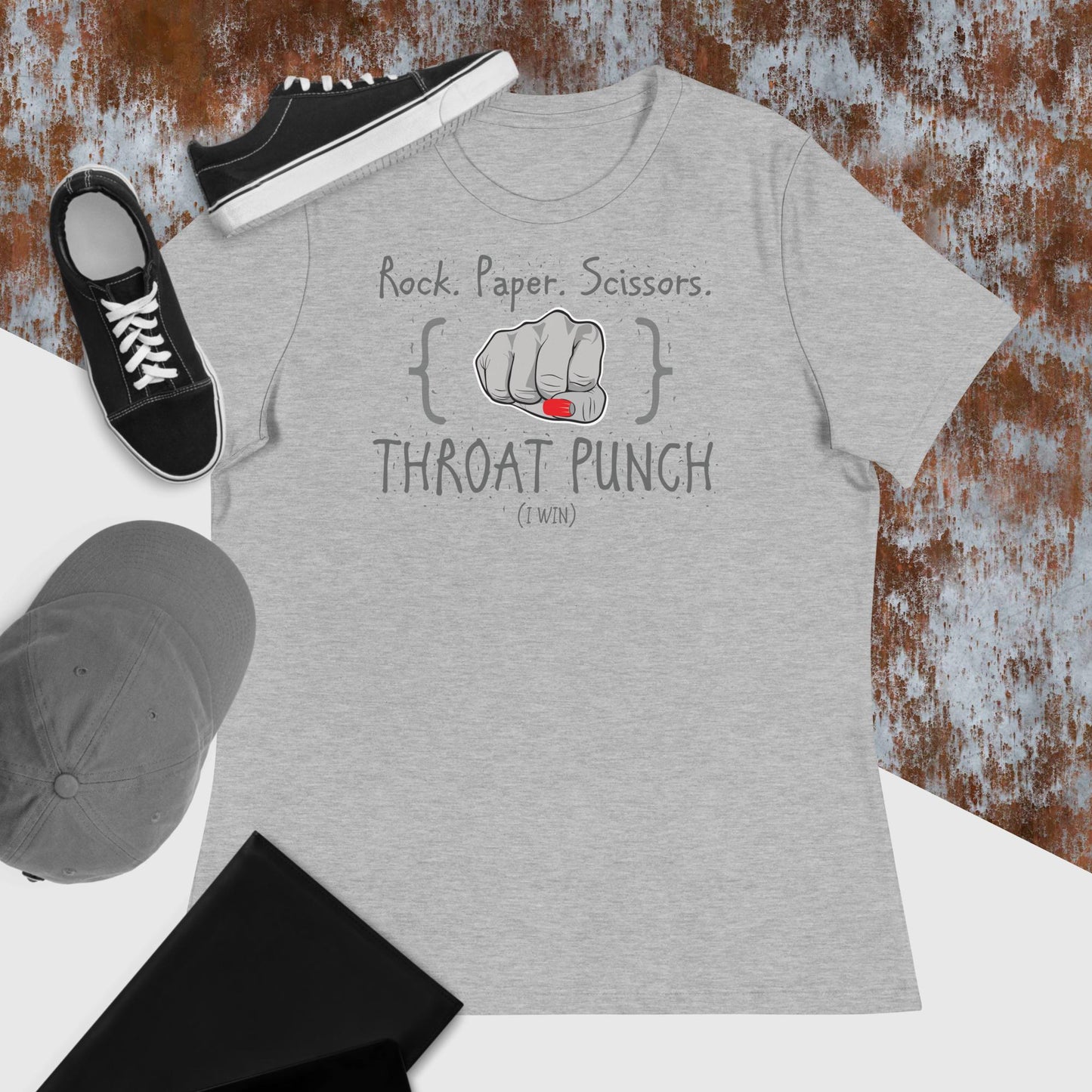 Rock. Paper. Scissors. Throat Punch I Win - The Dude Abides - T-shirt - clever - design - empowerment