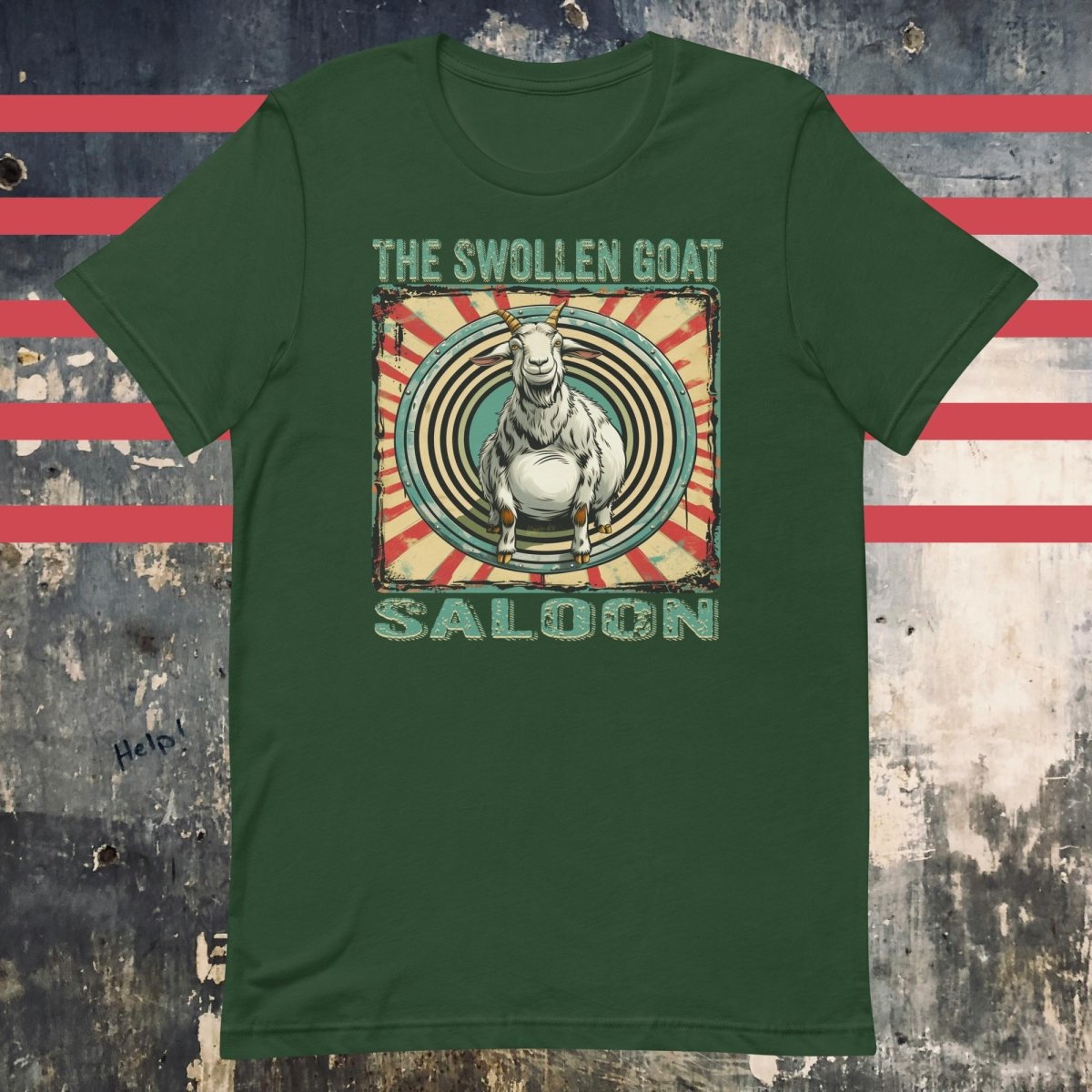 The Swollen Goat Saloon Design Dark Green Unisex t-shirt - The Dude Abides - T-shirt - Clutch - Gritty rock aesthetic - rock