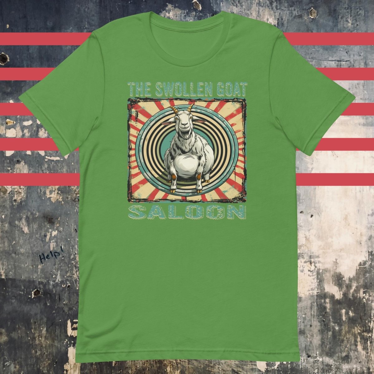 The Swollen Goat Saloon Design Kelly Green Unisex t-shirt - The Dude Abides - Clutch - Gritty rock aesthetic - rock music