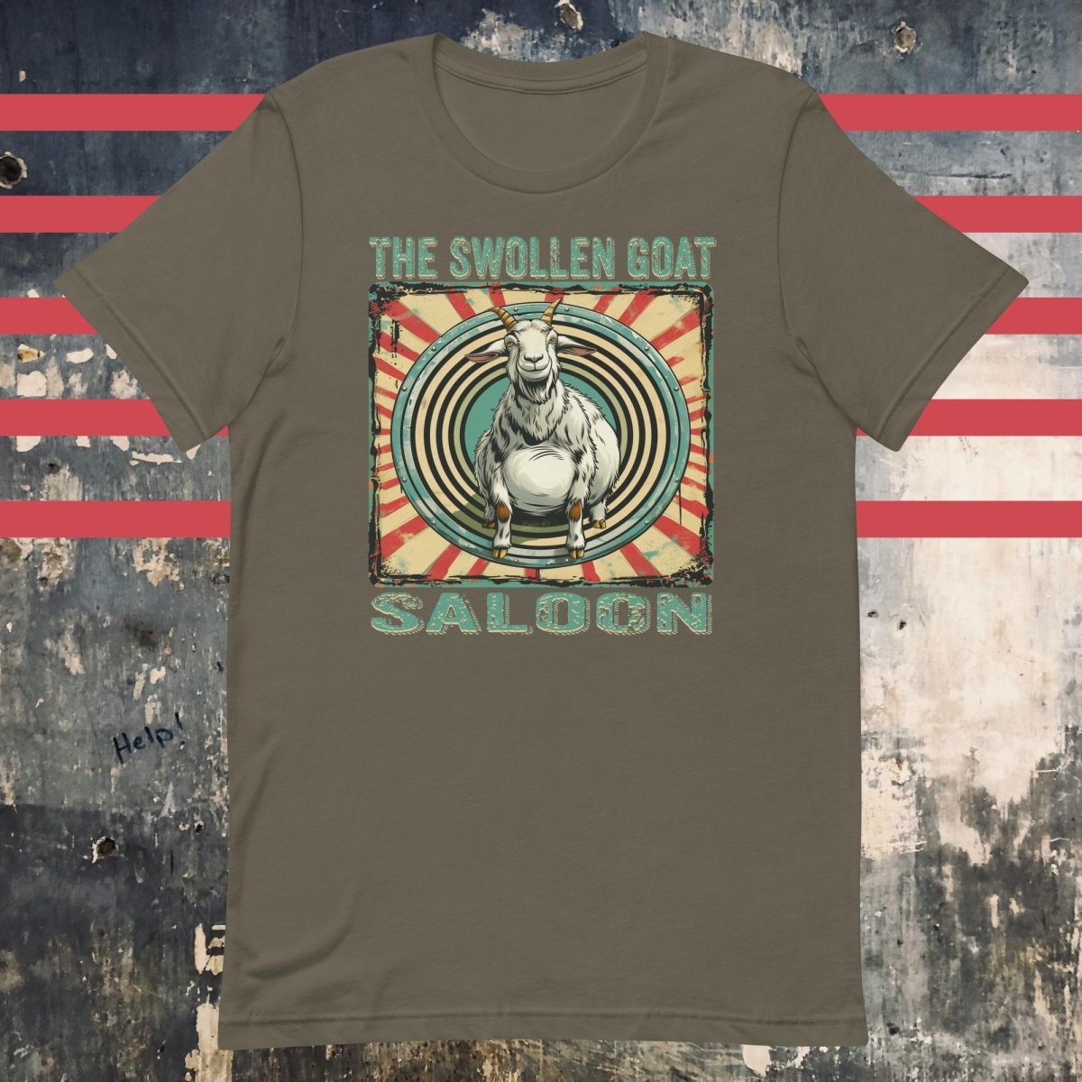 The Swollen Goat Saloon Design Olive Unisex t-shirt - The Dude Abides - T-shirt - Clutch - Gritty rock aesthetic - rock music