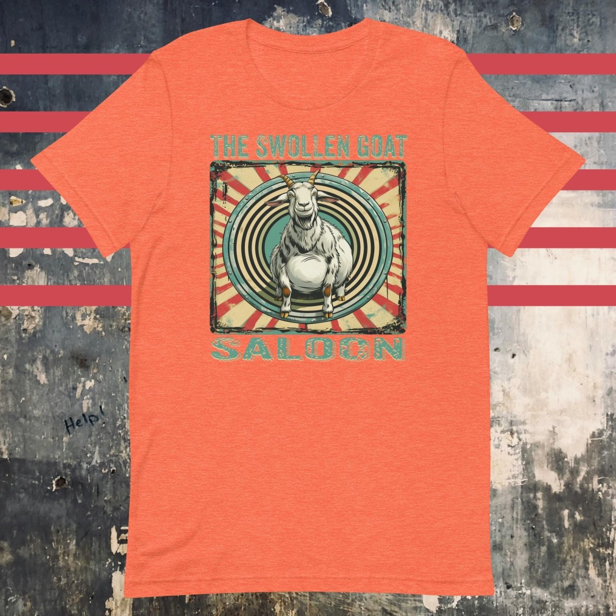 The Swollen Goat Saloon Design Orange Unisex t-shirt - The Dude Abides - T-shirt - Clutch - Gritty rock aesthetic - rock music